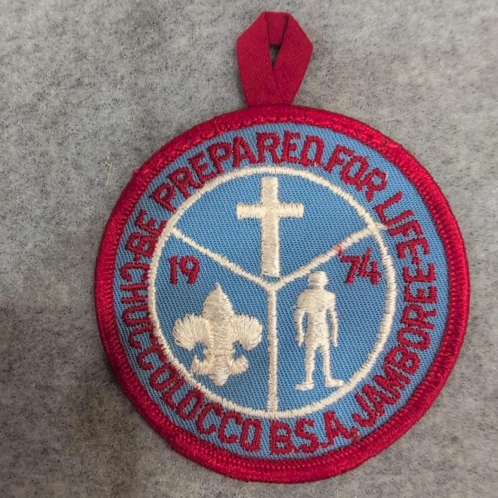 1974 Choccolocco BSA Jamboree Patch Be Prepared For Life Scout Red Blue - Picture 1 of 2